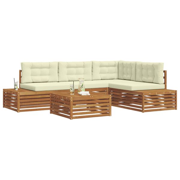 vidaXL Set de canapele de exterior cu pernă 5 Bucată Natural și Crem