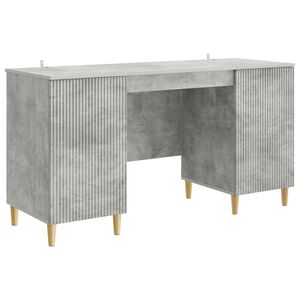 vidaXL Birou cu raft Gri Beton 142,5 x 50 x 75 cm Lemn prelucrat