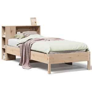 vidaXL Pat cu bibliotecă fără saltea, 75x190 cm, lemn masiv de pin