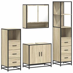 vidaXL Set de mobilier de baie din 4 piese din lemn de stejar Sonoma
