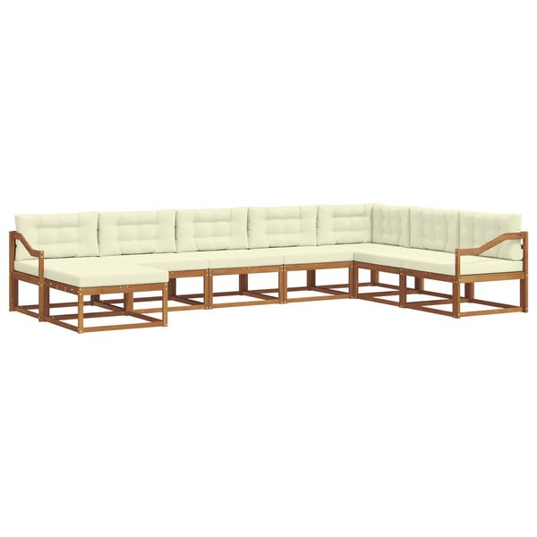vidaXL Set de canapele de exterior cu pernă 8 pcs Natural și Crem
