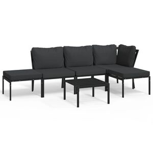 vidaXL Set mobilier de grădină cu perne gri, 6 piese, oțel