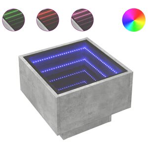 vidaXL Masă laterală cu LED, gri beton, 40x40x30 cm, lemn prelucrat