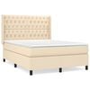 vidaXL Pat box spring cu saltea, crem, 140x200 cm, textil