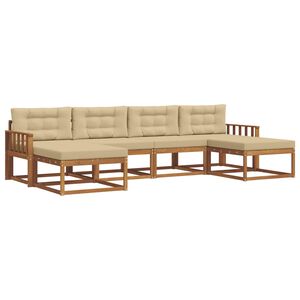 vidaXL Set de canapele de exterior cu pernă 6 pcs Natural și Bej