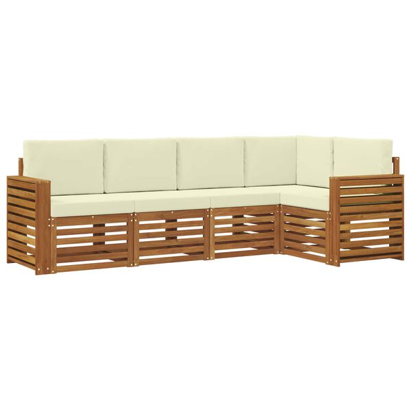 vidaXL Set canapea sectională cu pernă 5 pcs Natural și Crem