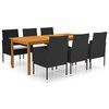 vidaXL Set mobilier de grădină, 7 piese, negru
