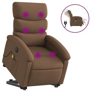 vidaXL Fotoliu electric de masaj rabatabil cu ridicare, maro, textil