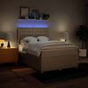 vidaXL Pat box spring cu saltea, crem, 140x200 cm, textil
