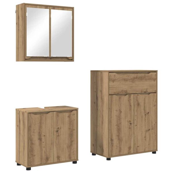 vidaXL Set de mobilier pentru baie cu sertar 3 pcs Stejar Artizanal