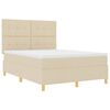 vidaXL Pat cu arcuri cu saltea cu headboard Crem 160 x 200 cm țesătură