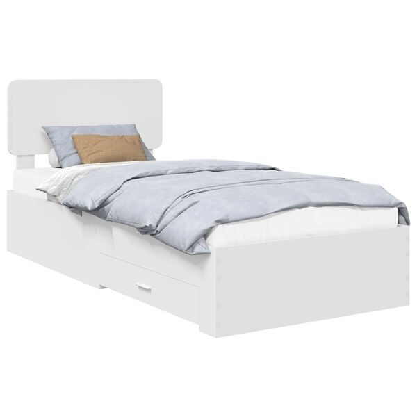 vidaXL Cadru de pat cu headboard Alb 90 x 200 cm Lemn compozit