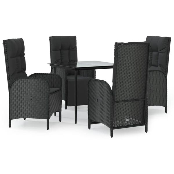 vidaXL Set mobilier de grădină cu perne, 5 piese, negru, poliratan