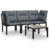 vidaXL Set mobilier de grădină, 4 piese, negru și gri, poliratan