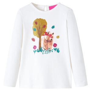 Tricou pentru copii cu m&acirc;neci lungi, ecru, 116