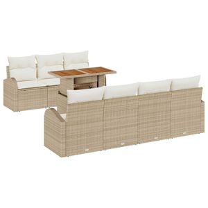 vidaXL Set de canapele pentru grădină 8 pcs Bej Rattan poli