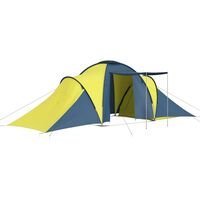 vidaXL Cort camping, 6 persoane, albastru și galben