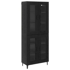 vidaXL Bufet Pe perete Stejar Negru 69,5 x 34 x 180 cm Lemn compozit