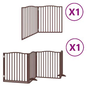 vidaXL Poartă c&acirc;ini pliabilă cu ușă 6 panouri maro, 480 cm, lemn plop