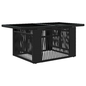 vidaXL Masă de Grădină Negru 100 x 55 x 37 cm Ratan PE și sticlă