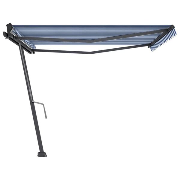 vidaXL Copertină autonomă retractabilă manual albastru&alb 400x350 cm