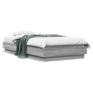 vidaXL Cadru de pat, gri sonoma, 90x190 cm, lemn prelucrat