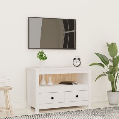 vidaXL Comodă TV, alb, 79x35x52 cm, lemn masiv de pin