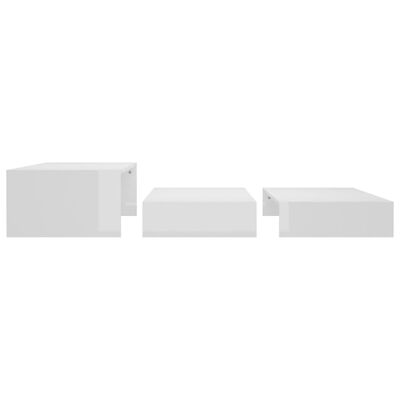 vidaXL Set măsuțe de cafea suprapuse, alb extralucios, 100x100x26,5 cm