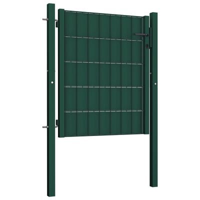 vidaXL Poartă de gard, verde, 100x101 cm, PVC și oțel