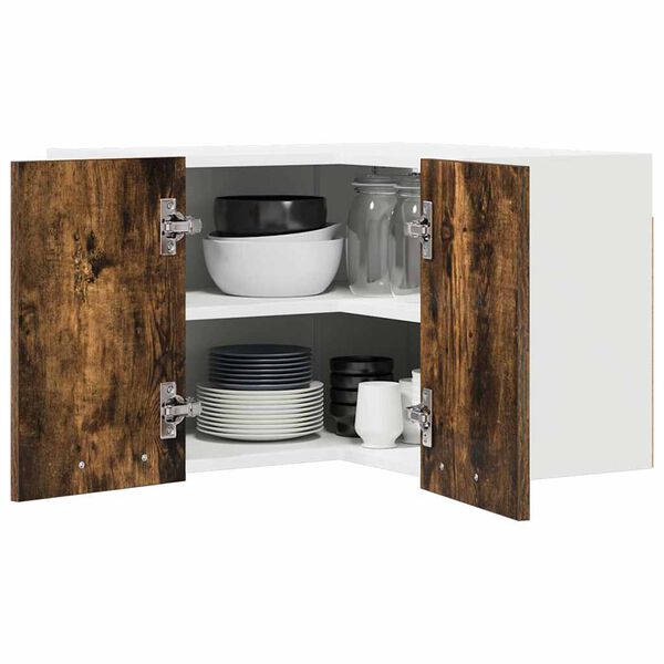 vidaXL Dulap suspendat Stejar afumat și alb 57 x 57 x 40 cm