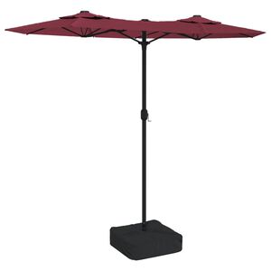 vidaXL Umbrelă de grădină două capete/LED-uri, roșu bordo, 316x145 cm