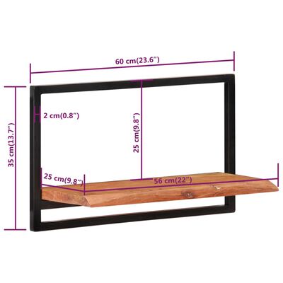 vidaXL Rafturi de perete 2 buc. 60x25x35 cm lemn masiv acacia/oțel