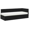 vidaXL Cadru de pat colțar cu saltea cu headboard 2 pcs Negru Catifea