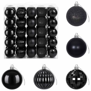 vidaXL Set de globuri de Crăciun 75 buc. Negru 6 cm Polistiren