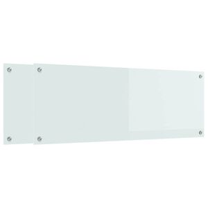 vidaXL Panou de bucătărie 2 buc. Alb 110 x 40 cm sticlă securizată
