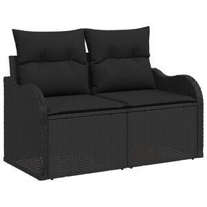 vidaXL Canapea de grădină cu pernă Negru 121 x 62 x 69cm poliratan