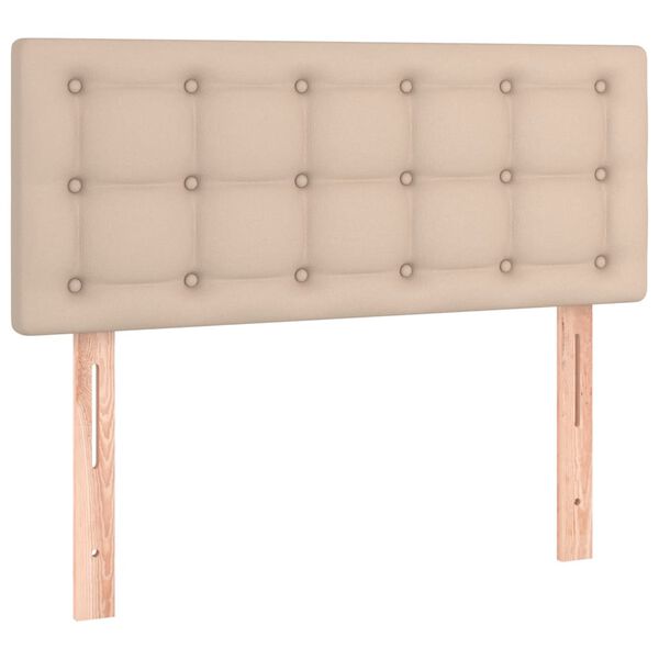 vidaXL Tăblie de pat cu LED, cappuccino, 90x5x78/88cm, piele ecologică