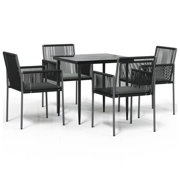 vidaXL Set mobilier grădină cu perne, 5 piese, negru, poliratan & oțel