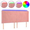 vidaXL Tăblie de pat cu LED, roz, 183x16x118/128 cm, catifea