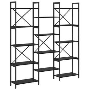 vidaXL Raft pentru cărți 156 x 25 x 167 cm Lemn prelucrat Stejar Negru