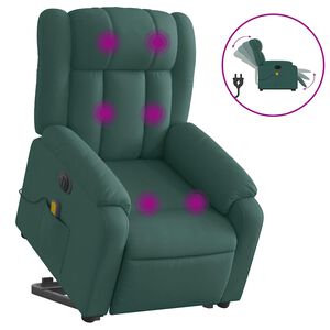 vidaXL Fotoliu electric masaj rabatabil / ridicare verde &icirc;nchis textil