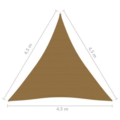 vidaXL Pânză parasolar, gri taupe, 4,5x4,5x4,5 m, HDPE, 160 g/m²