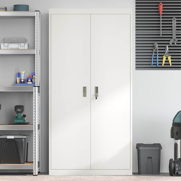 vidaXL Dulap de depozitare 2 pcs Alb 90 x 40 x 180 cm Oțel