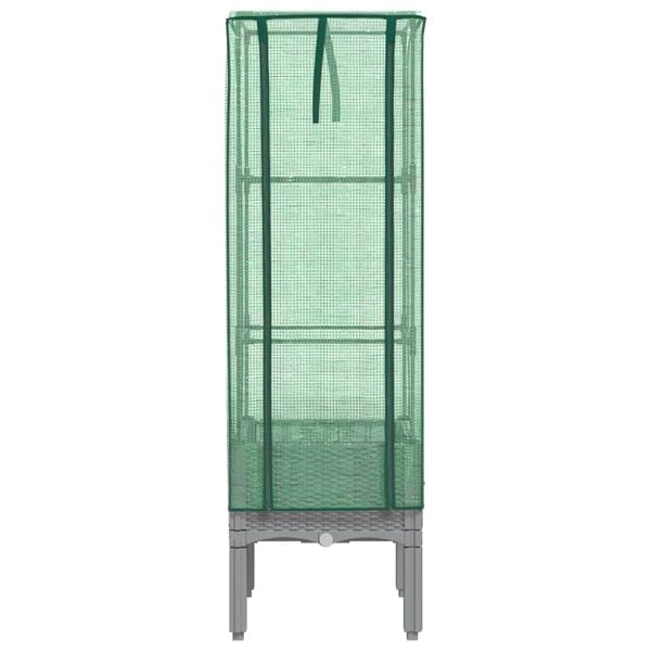 vidaXL Strat &icirc;nălțat cu husă de seră, aspect ratan, 40x40x140 cm
