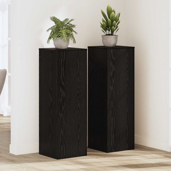 vidaXL Suport pentru plante 2 pcs Stejar Negru 33 x 33 x 100 cm