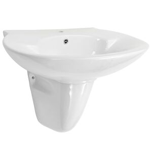vidaXL Chiuvetă ceramică montată pe perete, alb, 690x520x210 mm