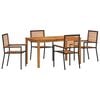 vidaXL Set de masă pentru grădină 5 buc. Negru Lemn Solid de Acacia