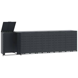 vidaXL Depozitare coș gunoi roți 6 coșuri antracit 414x79x117 cm oțel