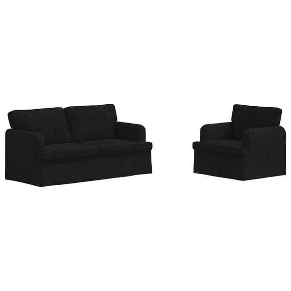 vidaXL Canapea 2 pcs Negru 162 x 80 x 85 cm țesătură