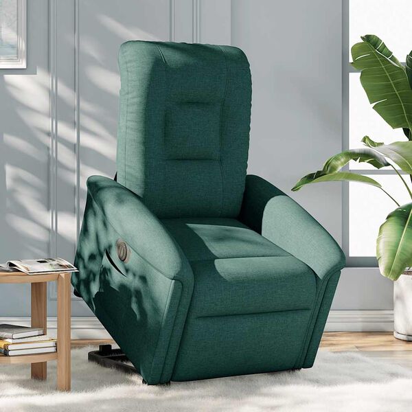 vidaXL Fotoliu electric rabatabil cu ridicare, verde &icirc;nchis, textil